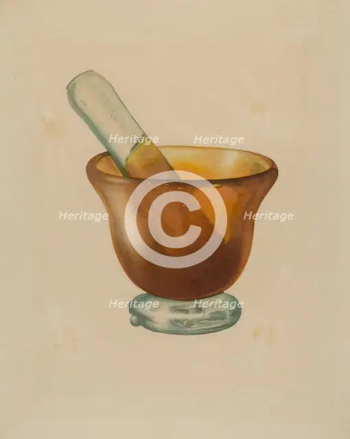 Mortar and Pestle, c. 1940. Creator: Isidore Steinberg.