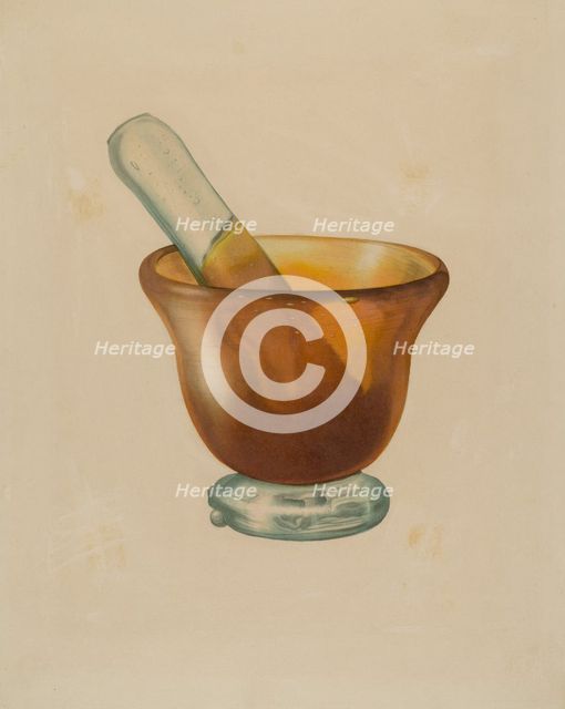 Mortar and Pestle, c. 1940. Creator: Isidore Steinberg.