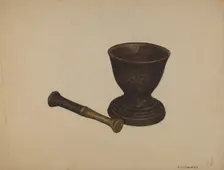 Mortar and Pestle, c. 1940. Creator: Paul Poffinbarger