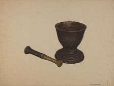 Mortar and Pestle, c. 1940. Creator: Paul Poffinbarger