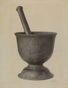 Mortar and Pestle, c. 1941. Creator: Maurice Van Felix