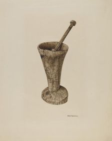 Mortar and Pestle, c. 1941. Creator: Ursula Lauderdale