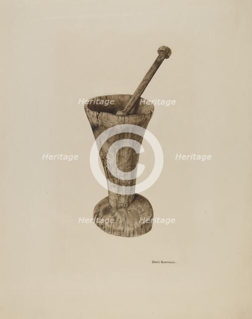 Mortar and Pestle, c. 1941. Creator: Ursula Lauderdale.