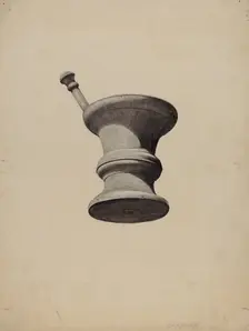 Mortar and Pestle Sign, c. 1939. Creator: Sydney Roberts