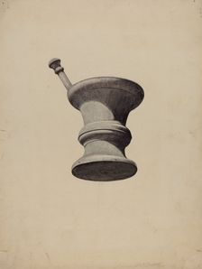 Mortar and Pestle Sign, c. 1939. Creator: Sydney Roberts
