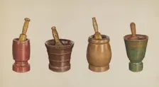 Mortar and Pestles, c. 1937. Creator: Elizabeth Moutal