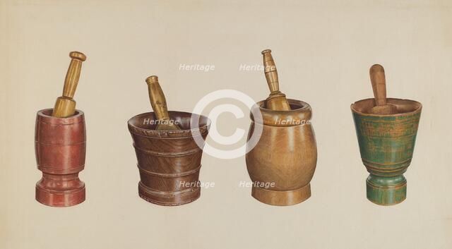 Mortar and Pestles, c. 1937. Creator: Elizabeth Moutal.