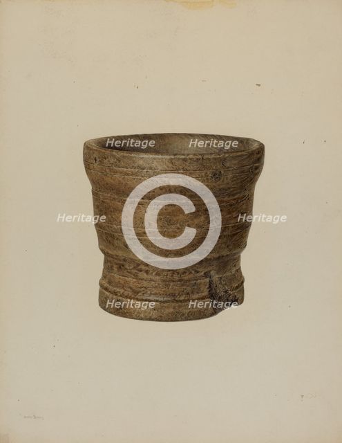Mortar, c. 1940. Creator: Hester Duany.