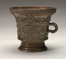 Mortar with Animals, Festoons, Shields of Arms, and Rope-shaped Handle, early 16th century. Creator: Unknown