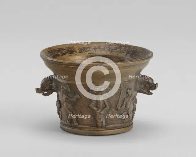 Mortar with Dragon and Dolphin-head Handles, early 16th century. Creator: Unknown.