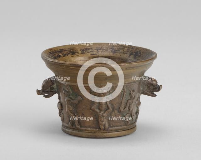 Mortar with Dragon and Dolphin-head Handles, early 16th century. Creator: Unknown.