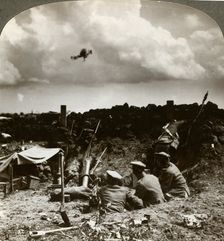 Mortars in the trenches, World War I, 1914-1918.Artist: Realistic Travels Publishers