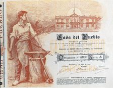 Mortgage bond of Casa del Pueblo, SA, established in Barcelona on 1st July 1904