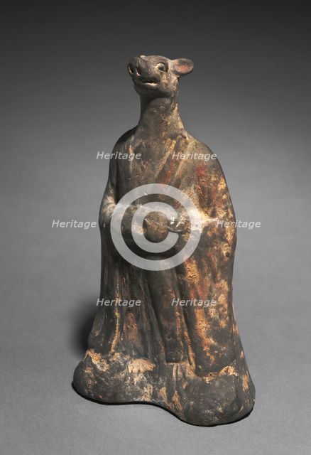 Mortuary Figure of the Zodiac Sign: Boar (Pisces), 500s. Creator: Unknown.