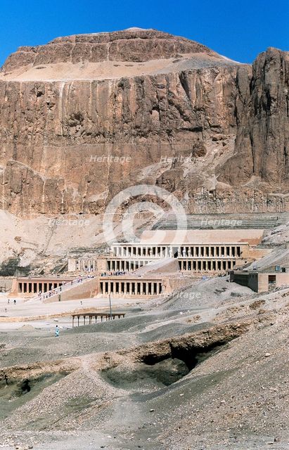 Mortuary temple of Queen Hatshepsut, Dayr al-Bahri, Egypt, c1457 BC. Artist: Unknown