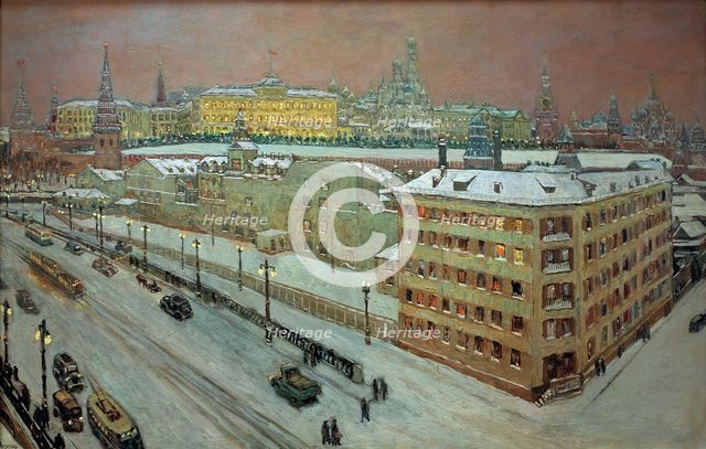 Moscow at night, 1939. Creator: Vogeler, Heinrich (1872-1942).