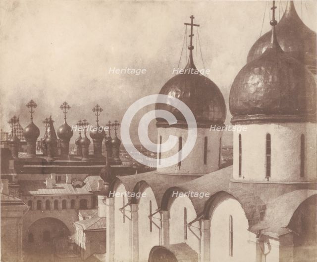 Moscow, Domes of Churches in the Kremlin, 1852. Creator: Roger Fenton.