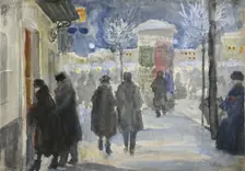 Moscow Street, 1922. Artist: Vinogradov, Sergei Arsenyevich (1869-1938)