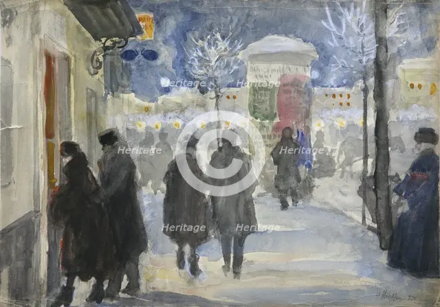 Moscow Street, 1922. Artist: Vinogradov, Sergei Arsenyevich (1869-1938)