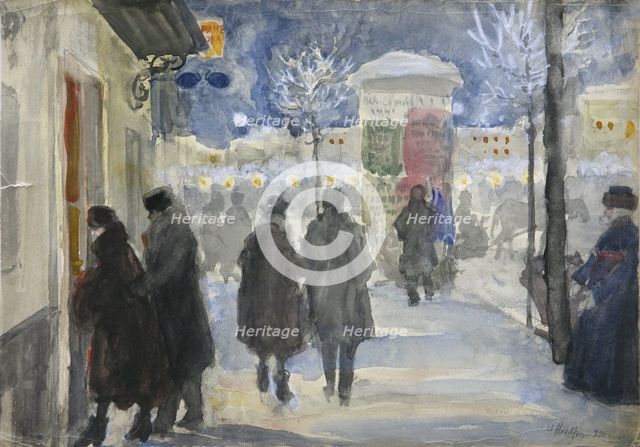 Moscow Street, 1922. Artist: Vinogradov, Sergei Arsenyevich (1869-1938)