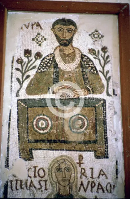 Mosaic of a man writing at a desk, 4th century. Artist: Unknown