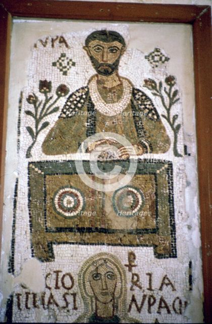 Mosaic of a man writing at a desk, 4th century. Artist: Unknown