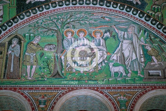Mosaic of Abraham and three angels at the sacrifice of Isaac, 6th century. Artist: Unknown
