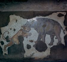 Mosaic of animal combat at the Great Palace in Istanbul, 6th century