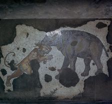 Mosaic of animal combat at the Great Palace in Istanbul, 6th century