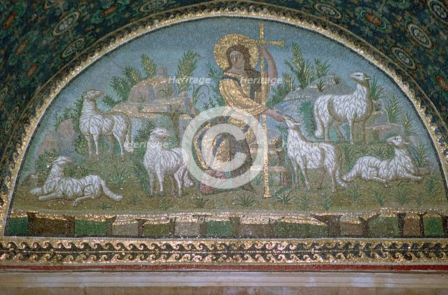 Mosaic of Christ the Good Shepherd, 5th century BC.. Artist: Unknown