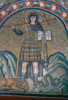Mosaic of Christ dressed as a soldier, 6th century
