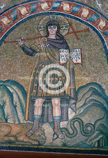 Mosaic of Christ dressed as a soldier, 6th century. Artist: Unknown