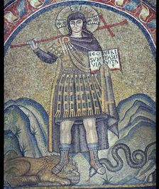 Mosaic of Christ dressed as a Roman soldier, 6th century