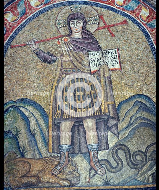 Mosaic of Christ dressed as a Roman soldier, 6th century. Artist: Unknown