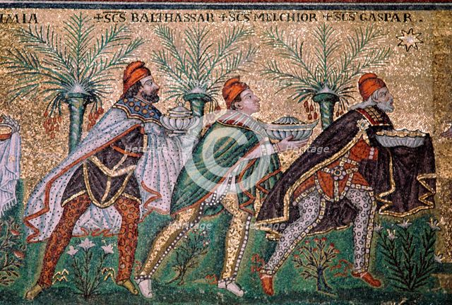 Mosaic of the adoration of the magi, 6th century. Artist: Unknown