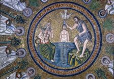 Mosaic of the baptism of Christ, in the Baptistery of the Arians, Ravenna