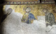 Mosaic of the Deesis, Hagia Sophia, Istanbul, Turkey, 13th century. Creator: LTL