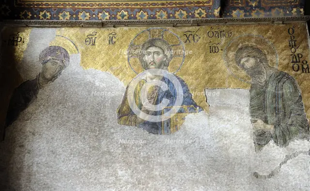 Mosaic of the Deesis, Hagia Sophia, Istanbul, Turkey, 13th century. Creator: LTL.