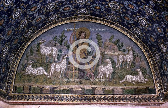 Mosaic of the Good Shepherd, in the Chapel of San Lorenzo in the Mausoleum of Galla Placidia at R…