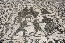 Mosaic on the floor of the House of Bacchus and Arianna, Ostia Antica, Italy. Creator: Samuel Magal