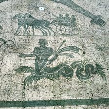 Mosaic, Carts pulled by mules with travellers, Cisarii. c1st Century AD