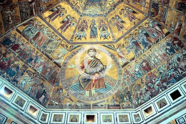 Mosaic ceiling, Baptistry of St John, Florence, Italy. Creator: Peter Thompson.