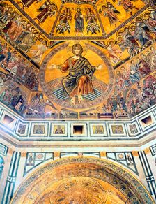 Mosaic ceiling, Baptistry of St John, Florence, Italy. Creator: Peter Thompson