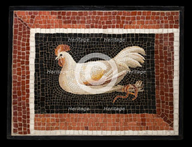 Mosaic Floor Panel Depicting a Bound Rooster, 2nd century. Creator: Unknown.