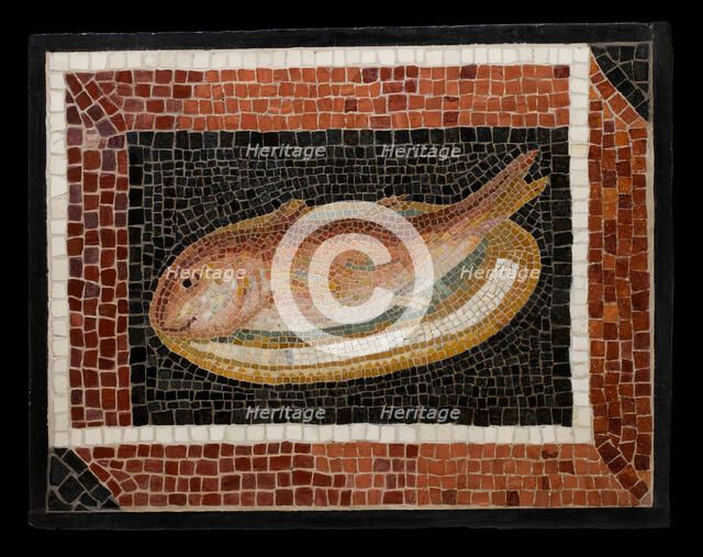 Mosaic Floor Panel Depicting a Fish on a Platter, 2nd century. Creator: Unknown.