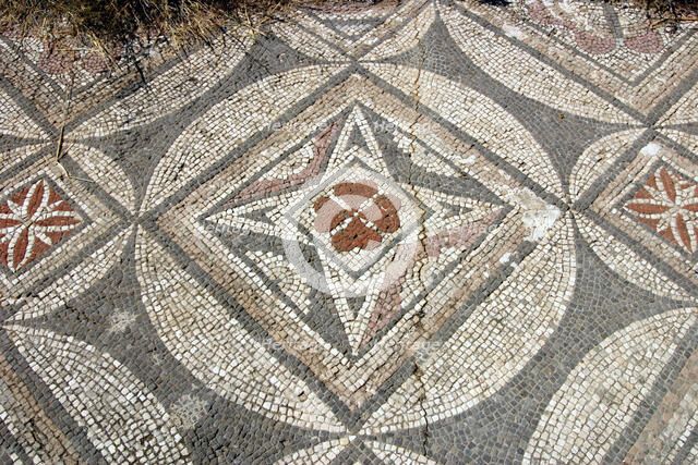 Mosaic floor, ruins of the Basilica of Ayia Trias, Famagusta, North Cyprus.