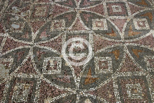 Mosaic floor, ruins of the Basilica of Ayia Trias, Famagusta, North Cyprus.