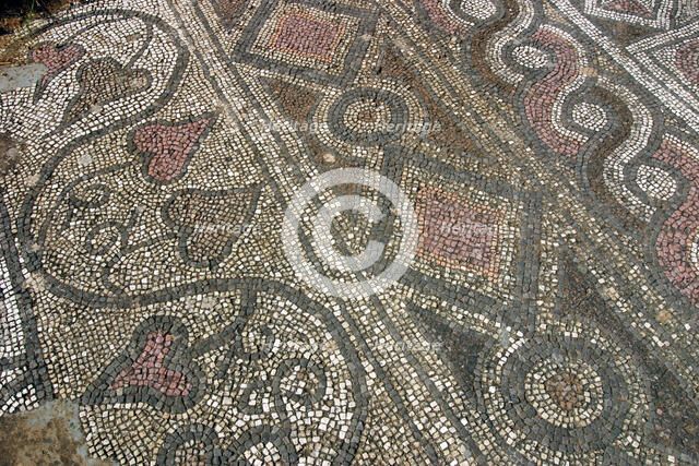 Mosaic floor, ruins of the Basilica of Ayia Trias, Famagusta, North Cyprus.