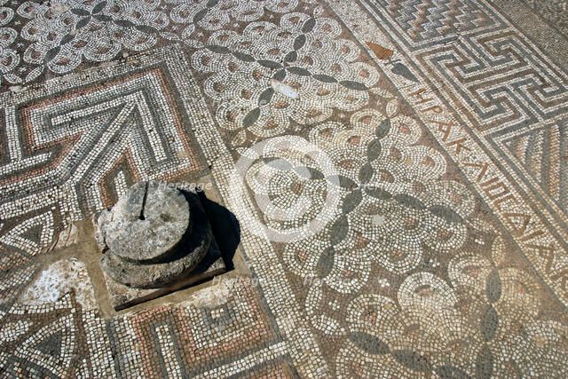 Mosaic floor, ruins of the Basilica of Ayia Trias, Famagusta, North Cyprus.