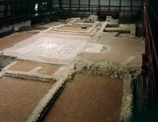 Mosaic floor, the Dining Room and Audience Chamber, Lullingstone Roman Villa, Eynsford, Kent, 1991. Artist: J Bailey